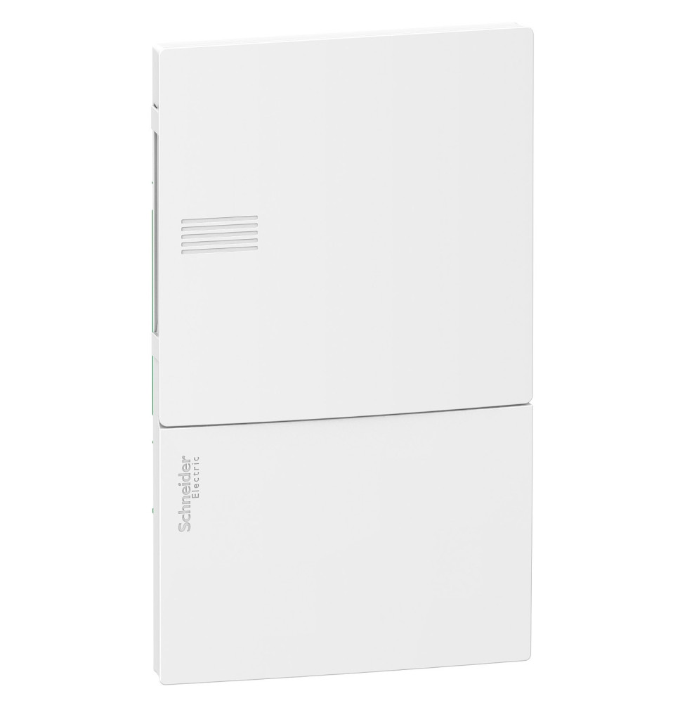 Coffret encastré - 1x4 mod. - portillon opaque blanc - born. Coffret encastré - 1x4 mod. - portillon opaque blanc - born.