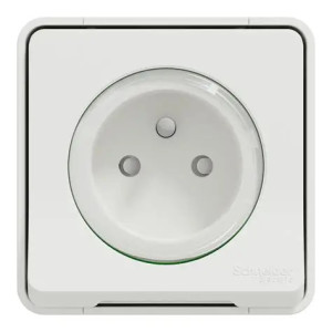 Prise de courant - saillie 2P+T - IP55 IK08 - connex auto - blanc Mureva Styl - SCHNEIDER -