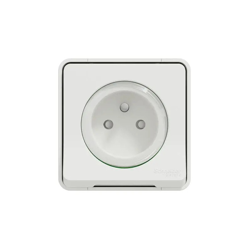 Prise de courant - saillie 2P+T - IP55 IK08 - connex auto - blanc Mureva Styl - SCHNEIDER -