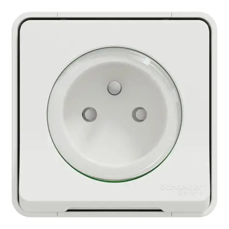 Prise de courant - saillie 2P+T - IP55 IK08 - connex auto - blanc Mureva Styl - SCHNEIDER -