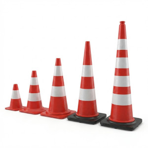 Cone plastique fluo 75cm pvc retro C2 pied caout 4KG Sofop -