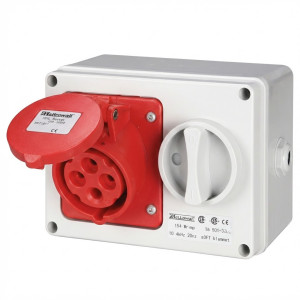 Coffret apparent IP65 prise 3P+T 32A avec inter Elettrocanali -