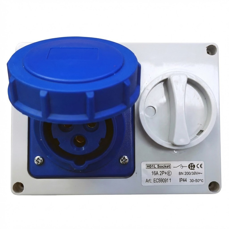 Coffret apparent IP65 prise 2P+T 32A avec inter Elettrocanali -