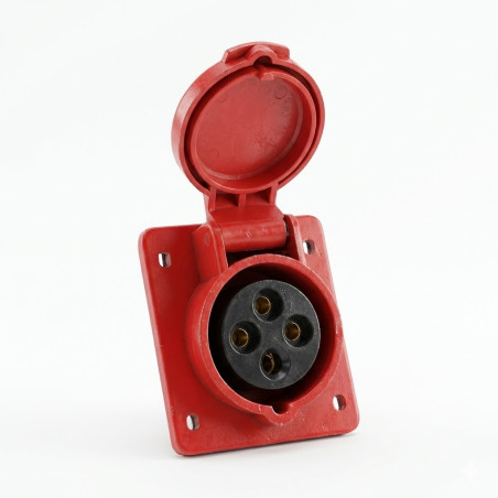 Prise industrielle encastrable inclinée 3P+T 63A NTC1-463AXS6h/415V IP44 Chint - 444459,Prise &