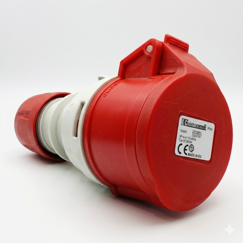 Fiche industrielle femelle IP44 3P+T 16A 380V Elettrocanali - EC69082,Prise & Coffret Industriels