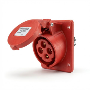 Prise industrielle encastrable inclinée 3P+T 32A NTC1-432AXS6h/415V IP44 Chint - 444456,Prise &