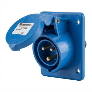 Prise industrielle encastrable directe 2P+T 16A NTC1-316AS6h/250VW IP67 Chint - 444440,Prise &