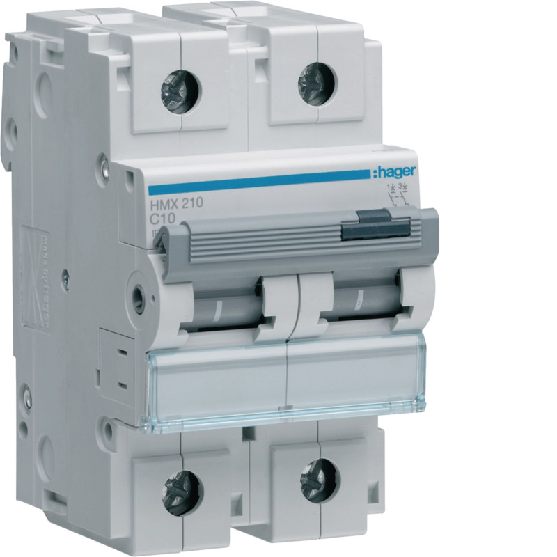 Disjoncteur 10A 2P 50kA Courbe C 3modules - Hager - HMX210,Disjoncteur Hager