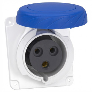 Prise industrielle encastrable inclinée 2P+T 16A NTC1-316AXS6h/250V IP44 Chint - 444452,Prise &