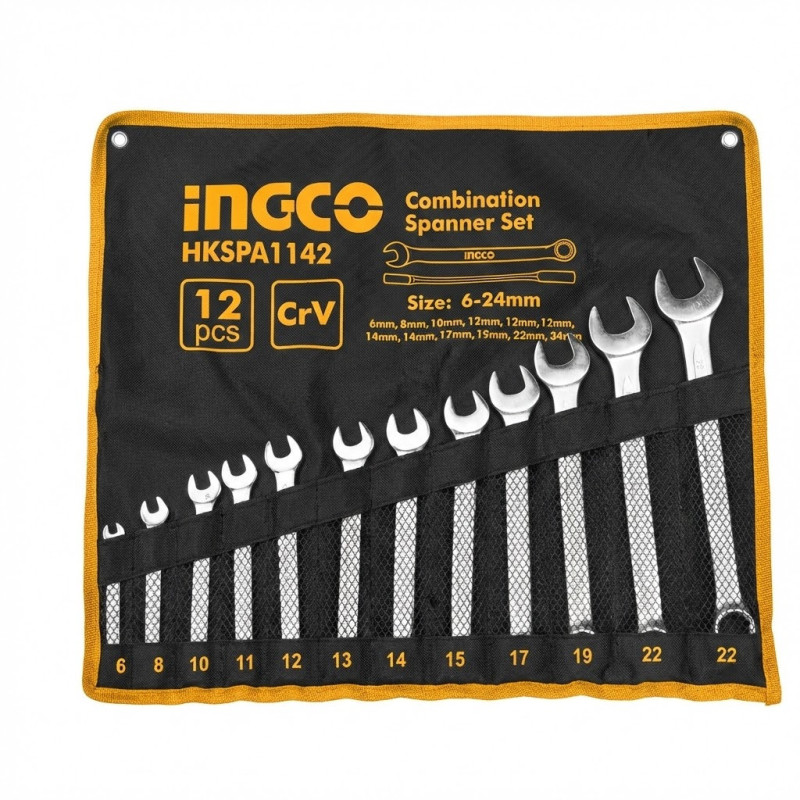 Trousse de clés mixtes 12PCS DE 6 A 24mm - Ingco - HKSPA1142,Outillage et Mesure