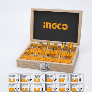 Coffret de fraises 12pcs-12mm - Ingco - AKRT1221,Outillage et Mesure