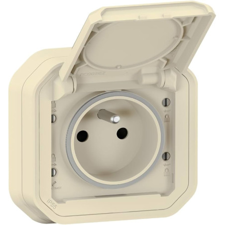PRISE 2P+T ÉTANCHE APPARENT AQUA BLANC - LAP - 20619BL,Prise