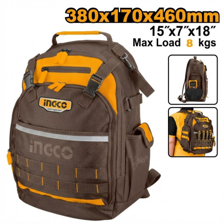 Sac à dos à outils L38*W*17*H46CM - Ingco - HBP01028,Protection de la Personne