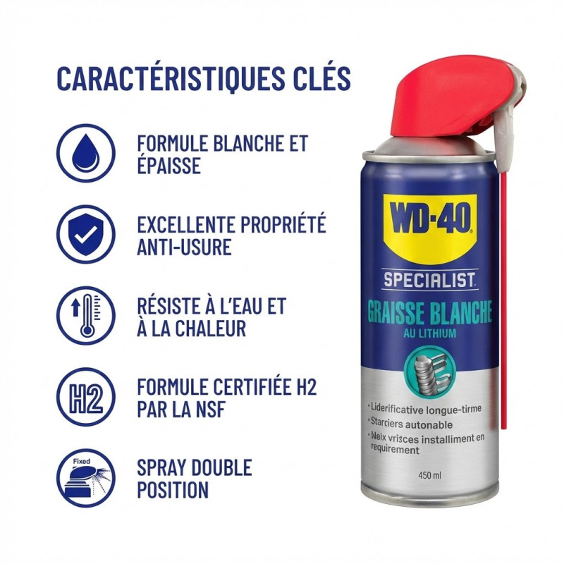 Graisse blanche lithium 400ML WD-40 - Ingco - 33391,Outillage et Mesure