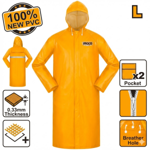 Manteau de pluie pvc polyester L - Ingco - HRCTL031L,Protection de la Personne