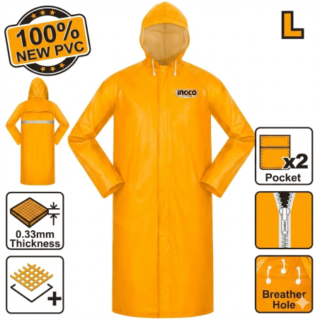 Manteau de pluie pvc polyester L - Ingco - HRCTL031L,Protection de la Personne