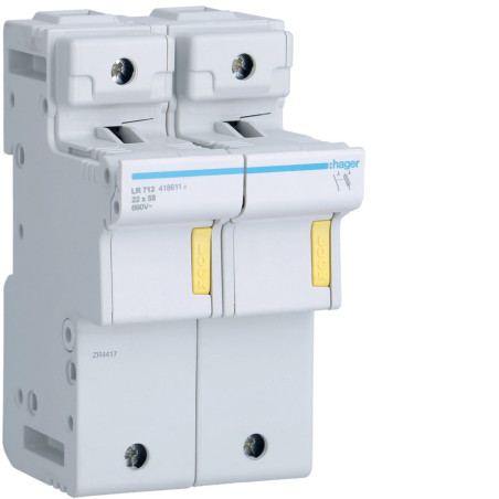 Coupe-circuit 1P+N 125A 690V L58 accessoriable 4 modules - Hager - LS712,Disjoncteur - Disjoncteur
