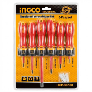 Set de 6 tournevis isolée 1000V - Ingco - HKISD0608,Outillage et Mesure