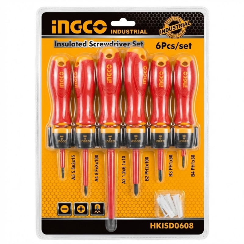 Set de 6 tournevis isolée 1000V - Ingco - HKISD0608,Outillage et Mesure