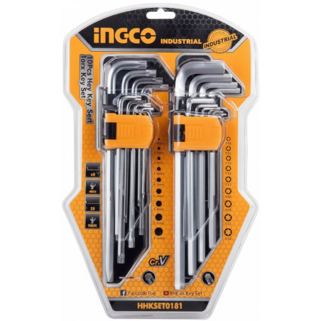 Jeu de clé mâles et torx courtes en étui - Ingco - HHKSET0181,Outillage et Mesure