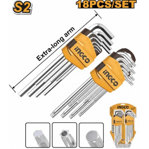 Jeu de clé mâles et torx courtes en étui - Ingco - HHKSET0181,Outillage et Mesure