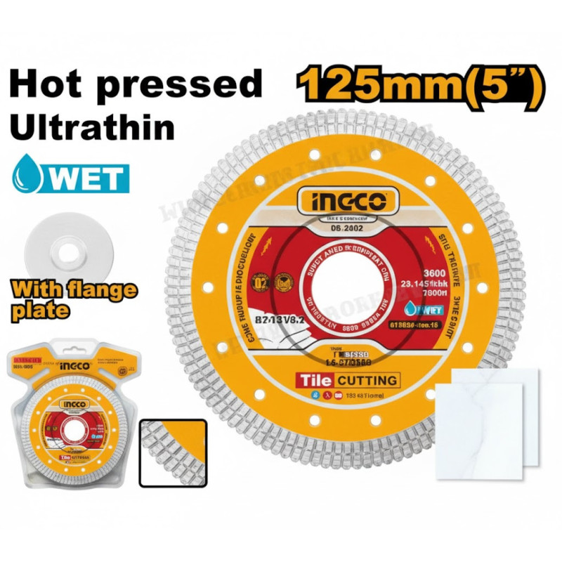 Disque de diamant ultra fin jante en maille 125(5″) - Ingco - DMD081251HT,Outillage et Mesure