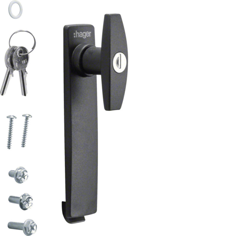 Poignée en T avec clé n° E405 avec 2 clés pour armoire univers IP5-6 - Hager - FZ526,Contrôle