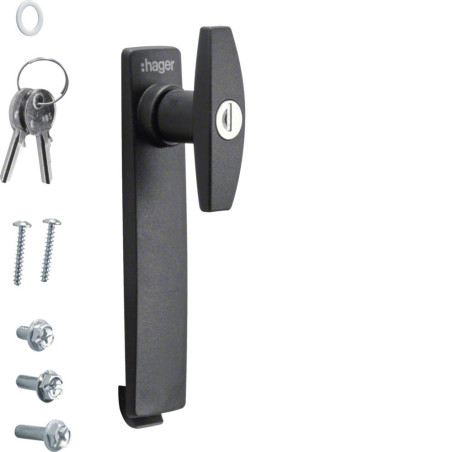 Poignée en T avec clé n° E405 avec 2 clés pour armoire univers IP5-6 - Hager - FZ526,Contrôle