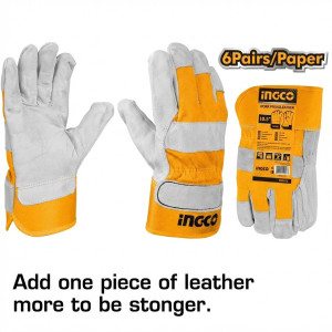 Gants en cuir - Ingco - HGVC01,Protection de la Personne