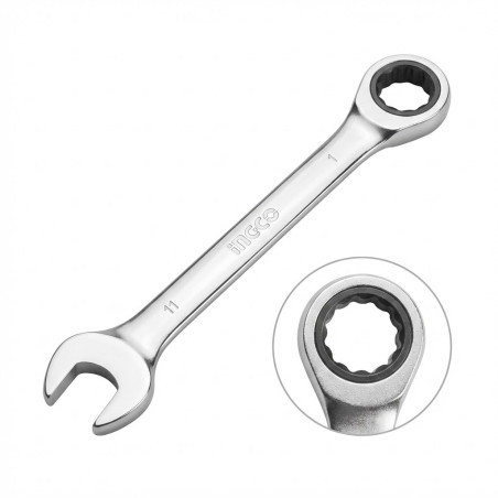 Clé mixte à cliquet métrique 17mm L225mm - Ingco - HCSPAR171,Outillage et Mesure