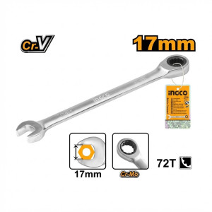 Clé mixte à cliquet métrique 17mm L225mm - Ingco - HCSPAR171,Outillage et Mesure