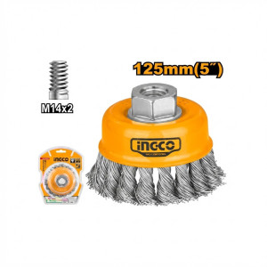 Brosse boisseau à fils laitonnes 75mm diamètre 0.5 - Ingco - WB20755,Equipement de néttoyage et