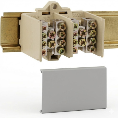 Bloc de jonction 125A 2P 2X25 + 4X16 + couvercle de protection - Hager - K023,Prise & Coffret