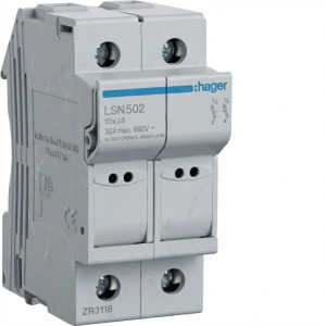 Coupe-circuit 2P 32A 690V L38 2M - Hager - LSN502,Disjoncteur - Disjoncteur Différentiel -