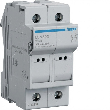 Coupe-circuit 2P 32A 690V L38 2M - Hager - LSN502,Disjoncteur - Disjoncteur Différentiel -