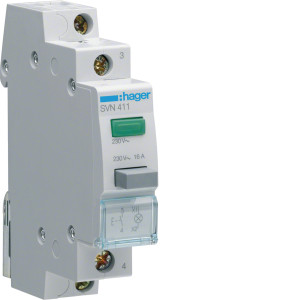 Bouton poussoir 1F impulsion + Voyant vert 230VAC - Hager - SVN411,Automatisation et contrôle
