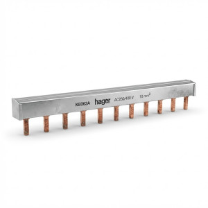 Barre de pontage 2P 63A à languette 10mm² 6modules - Hager -