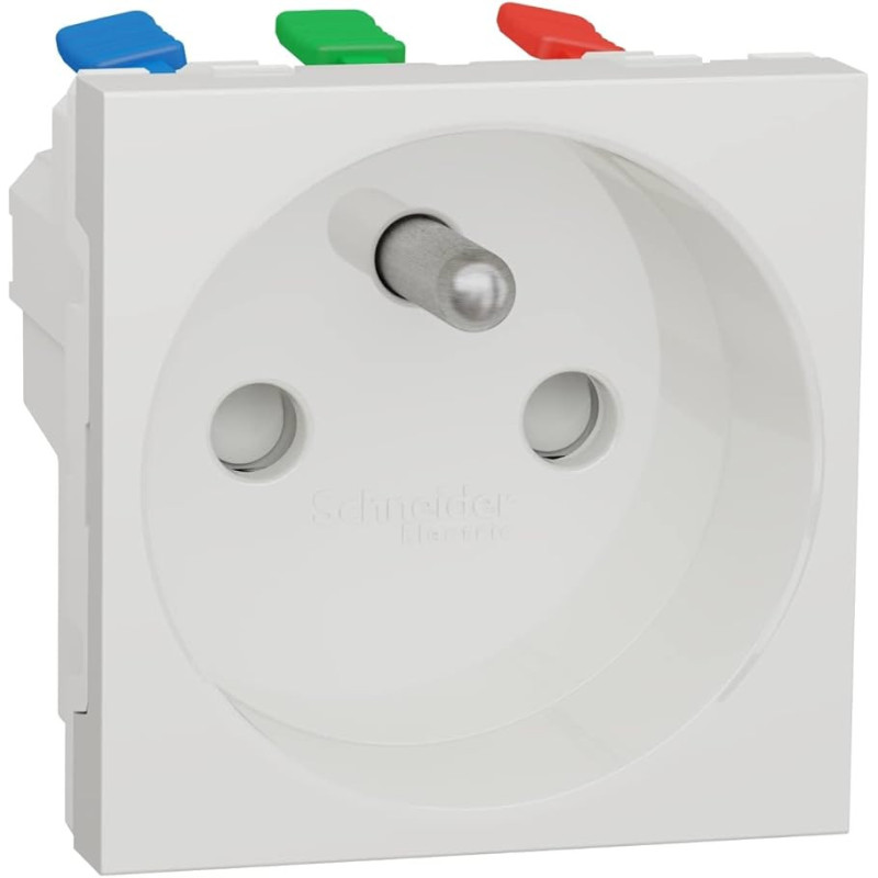 Prise encastrés 2P+T - FR - 90° - raccord rapide traversant -