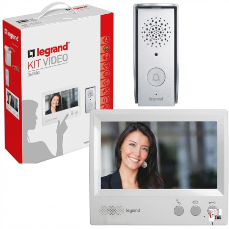 Kit portier vidéo (visiophone) avec interphone et écran 7 pouces - LEGRAND - 369580,Visiophone -