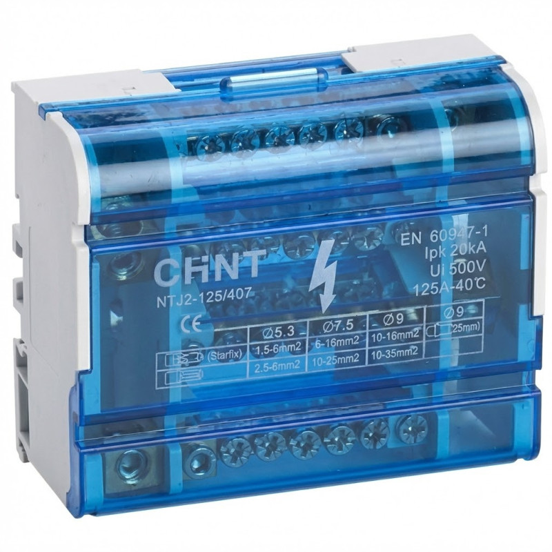Répartiteur modulaire bipolaire (2P) de 125A NTJ2-125/207 - CHINT - 810000,Accessoires Prise &