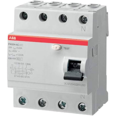 Interrupteur Différentiel FH204 AC-63/0,3 - ABB - 2CSF204003R3630,Interrupteur Différentiel