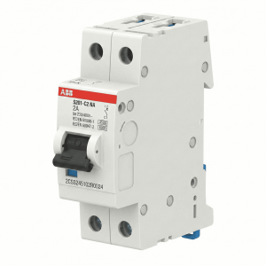 Disjoncteur modulaire - 1P+N - 2A - courbe C - 4500A/6kA - ABB