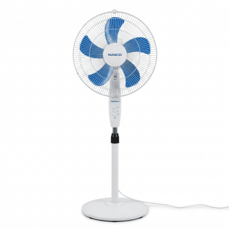 VENTILATEUR A PIED NASCO 16''/ 40W / 3 VITESSES / BLANC - 5 HELICES BLEU/ 1PC/CTN /220-240V - NASCO