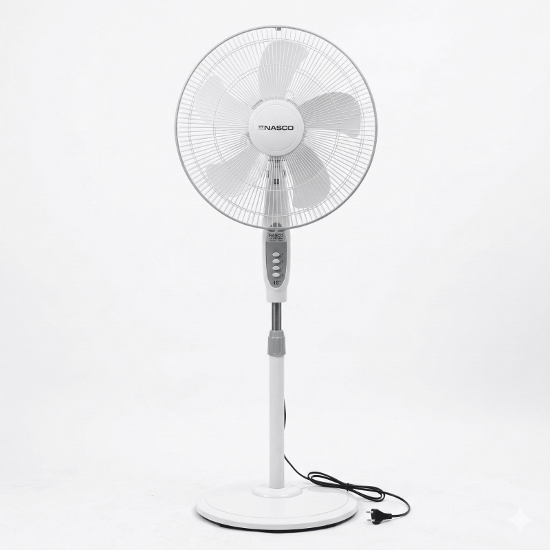 Ventilateur à pied Nasco – 3 vitesses – 16″ – Puissance 40W – 5 hélices – Contrôle manuel – NASCO -