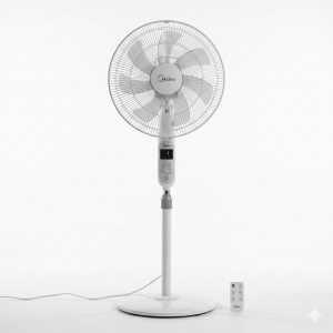 Ventilateur à pied avec télécommande – 16″ – 40W Rotation 80° – 7 hélices – Midea -