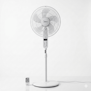 Ventilateur sur pied avec télécommande Midea – Flux d’air grande vitesse – 32W – Moteur silencieux