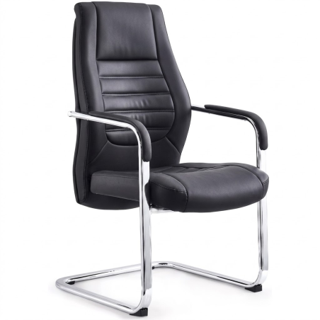 Fauteuil visiteur noir avec accoudoirs et une structure métallique,Chaise & Fauteuil Bureau