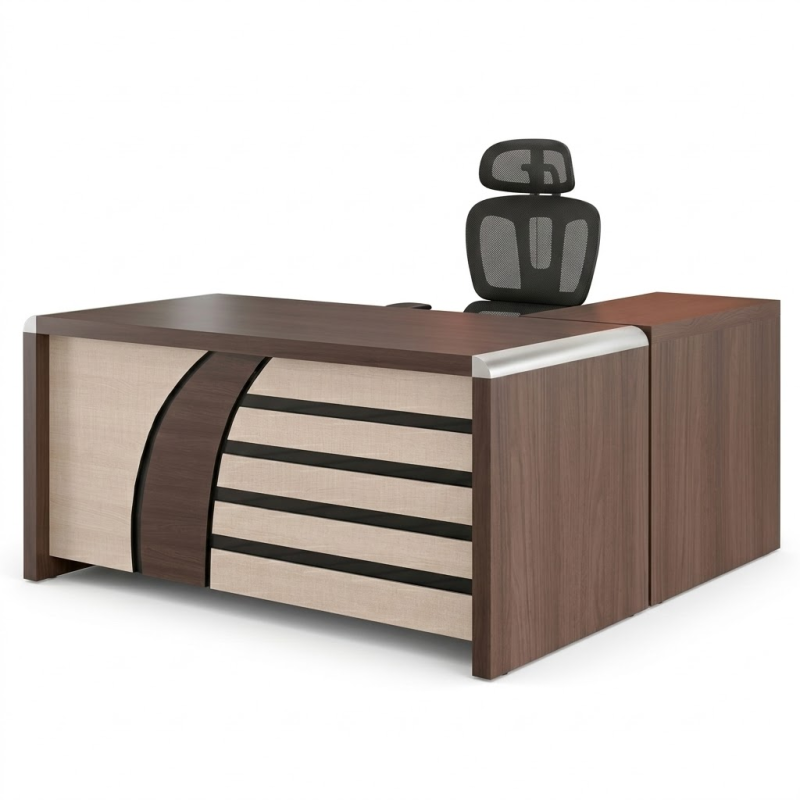 Bureau Agent moderne en bois avec retour 160 x 80 x 75 cm,Bureau, Table de réunion & Comptoir