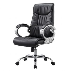 Fauteuil de bureau de style directionnel, de couleur noire et avec des accoudoirs -