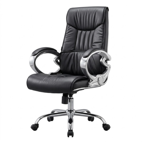 Fauteuil de bureau de style directionnel, de couleur noire et avec des accoudoirs -